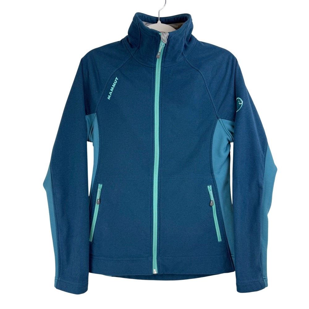 Mammut THREE SISTERS Fleece Jacket Blue Teal Full Zip Outdoor Hiking Women SMALL